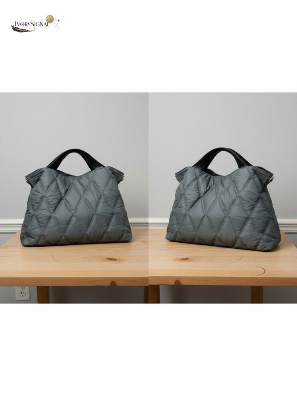 Quilted Puffer Tote Bag Lightweight Nylon Crossbody Purse with Shoulder Strap